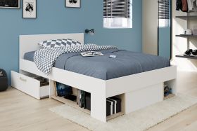 Parisot Achille Storage Bed in White - Small Double