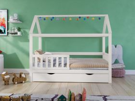 Noomi Alisa House Bed in White with Optional Storage Drawer