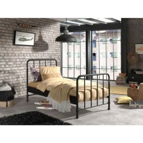 Vipack Bronxx Metal Children's Single Bed in Black