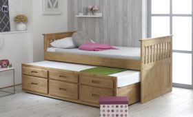 Amani UK Captains Bed with Underbed in Waxed Pine