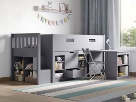 Flair Charlie Grey Mid Sleeper Cabin Bed Set with Storage & Desk