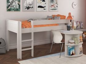 Stompa Classic White Mid Sleeper with Pull Out Desk - UK Single Size
