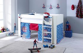 Steens Memphis UK Mid Sleeper Bed in Surf White + Blue Star Tent