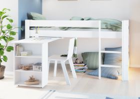 Steens Galaxy Mid Sleeper Bed in Surf White with Pull Out Desk