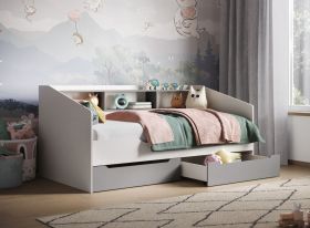 Flair Leni Day Bed with Storage in White and Grey - 3ft Single