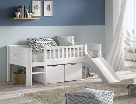 Vipack Scott Low Mid Sleeper Bed with Slide in Brilliant White