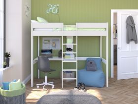 Stompa Uno High Sleeper with Desk in White
