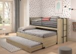 Vipack Sam Mid Sleeper Cabin Bed in Oak with Pull Out Desk and Underbed Trundles