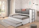 Vipack Sam Mid Sleeper Cabin Bed in White with Pull Out Desk and Underbed Trundles