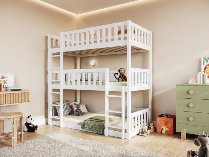 Flair Bea Triple Bunk Bed in White Free Delivery