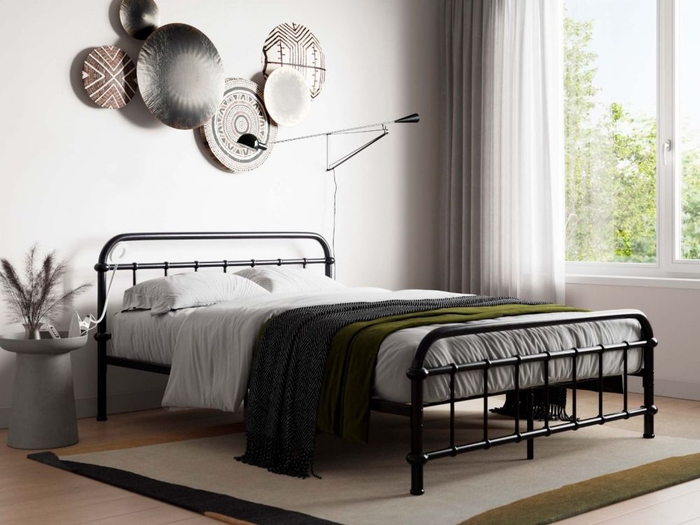 Small double black on sale metal bed frame