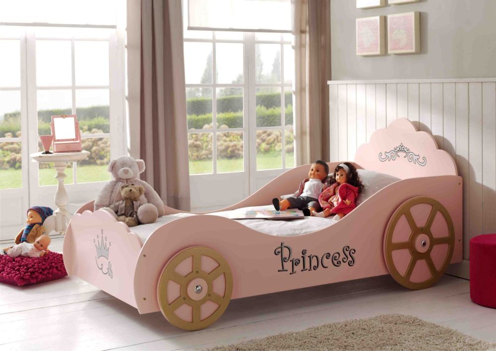 Vipack Princess Car Bed in Pink Free Delivery